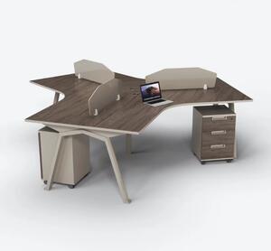 Birou operational , statie de lucru cu 3 posturi si dulapuri integrate mobile ,design modern și elegant ,calitate premium , dimensiuni 1000*1000*750 (dimensiunea unui singur birou)