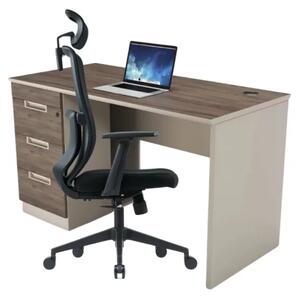Set NovaEdge & ComfortPro - Birou cu dulap lateral si Scaun de birou ergonomic cu suport lombar fix