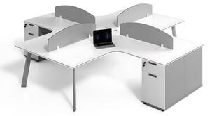 Birou operational, statie de lucru cu 4 posturi si dulapuri integrate, design modern și elegant, calitate premium, dimensiuni 2400*2800*750