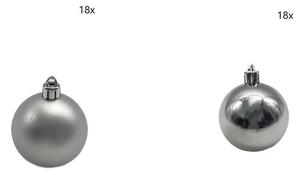 Set globuri Crăciun plastic Ø 6 cm argintiu 36 buc