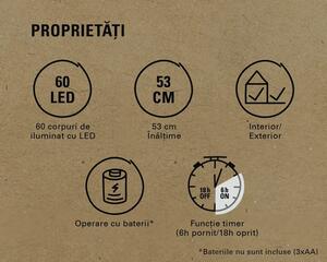 Figurină ren Lafiora acryl 60 LED-uri H 53 cm alb rece