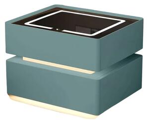 Noptiera inteligenta cu incarcare wireless, iluminare LED, 2 sertare de depozitare – verde, design modern din sticla si lemn