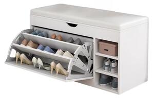 Dulap pentru pantofi cu bancă – Design modern și elegant, 100x34x50 cm, culoare albă, soluție practică pentru organizare