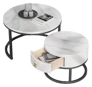 Masă de cafea nesting formată din 2 elemente – Design elegant din MDF și metal, soluție practică pentru economisirea spațiului