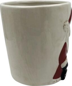 Cană Moș Crăciun Lafiora ceramică 12,8x10 cm roșu/alb
