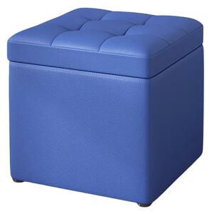 Taburet cu spațiu de depozitare, 30x30x35cm, Albastru – Design modern din MDF, PU și burete