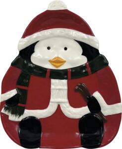Farfurie pinguin Lafiora ceramică 25,5x20,7 cm roșu