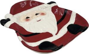Farfurie Moș Crăciun Lafiora ceramică 24,9x21,4 cm alb/roșu