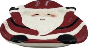 Farfurie Moș Crăciun Lafiora ceramică 24,9x21,4 cm alb/roșu