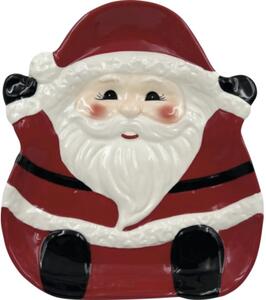 Farfurie Moș Crăciun Lafiora ceramică 24,9x21,4 cm alb/roșu