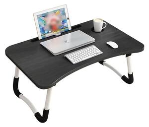 Masă pliabilă pentru laptop, 60x40x28cm, neagră – Design modern din MDF și metal