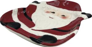 Farfurie Moș Crăciun Lafiora ceramică 24,9x21,4 cm alb/roșu