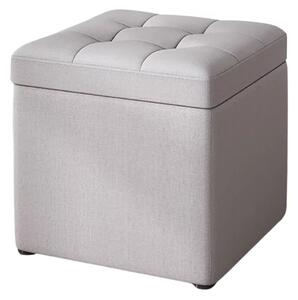 Taburet cu spațiu de depozitare, 30x30x35cm, Gri – Design modern din material textil și burete