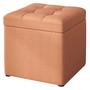 Taburet cu spațiu de depozitare, 30x30x35cm, Portocaliu – Design modern din material textil și burete