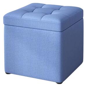 Taburet cu spațiu de depozitare, 30x30x35cm, Albastru – Design modern din material textil și burete