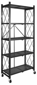Raft de depozitare metalic negru, cu 5 etaje, dimensiune 71x38x160 cm