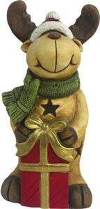 Figurină ren Lafiora H 32,5 cm maro/roșu