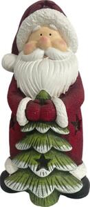 Figurină Moș Crăciun Lafiora H 32,5 cm roșu/verde