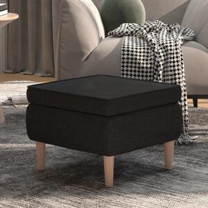 Scaun cu picioare din lemn, negru, material textil
