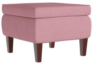 Scaun cu picioare din lemn, roz, catifea