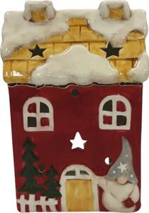 Suport lumânare casă Lafiora ceramică 12,7x18,5x7,3 cm roșu