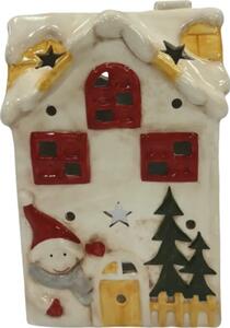 Suport lumânare casă Lafiora ceramică 12,7x18,5x7,3 cm alb