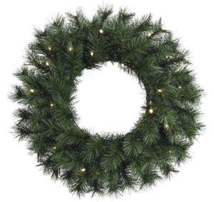 Coroniță artificială Lafiora Chamonix cu LED Ø 45 cm verde