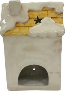 Suport lumânare casă Lafiora ceramică 12,7x18,5x7,3 cm alb