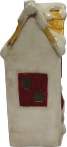 Suport lumânare casă Lafiora ceramică 12,7x18,5x7,3 cm alb