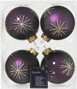 Set globuri Crăciun sticlă Ø 8 cm purpuriu 4 buc