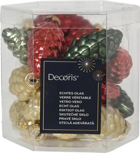 Set conuri Crăciun sticlă Ø 6 cm verde/roșu/auriu 16 buc