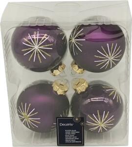 Set globuri Crăciun sticlă Ø 8 cm purpuriu 4 buc