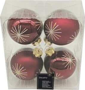 Set globuri Crăciun sticlă Ø 8 cm roșu închis 4 buc