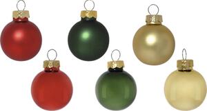 Set globuri Crăciun sticlă Ø 3 cm verde/roșu/auriu 18 buc