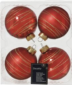 Set globuri Crăciun sticlă Ø 8 cm roșu 4 buc