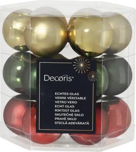 Set globuri Crăciun sticlă Ø 3 cm verde/roșu/auriu 18 buc