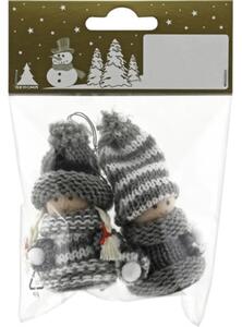 Set 2 figurine din tricot 9,5 cm gri