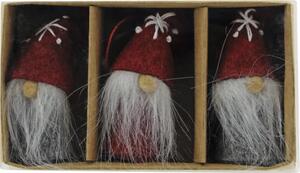 Set decorațiune gnom pâslă 6 cm roșu 3 buc