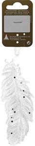 Decorațiune pană cu agățătoare plastic 4x14 cm alb
