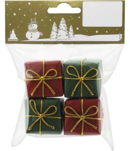 Set decorațiune cadou 11x4 cm roșu/verde 4 buc