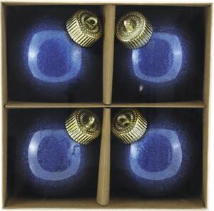Set globuri Crăciun plastic Ø 8 cm albastru cu sclipici 4 buc