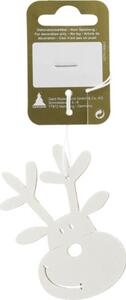 Decorațiune ren cu agățătoare lemn 6x8 cm alb