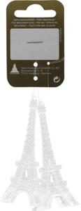 Decorațiune turnul Eiffel cu agățătoare plastic 6,5x3,5 cm transparent