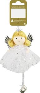 Decorațiune Înger cu agățătoare 9,5x7 cm alb