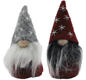 Figurină gnom pâslă 10 cm gri/roșu