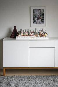 Scenă sat de Crăciun Konstsmide din lemn 15 LED-uri H 25 cm alb cald