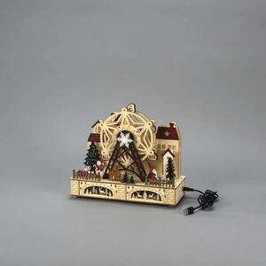 Scenă parc de distracții Konstsmide din lemn 10 LED-uri H 24,5 cm alb cald