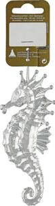 Decorațiune căluț de mare cu agățătoare acril 5,5x14 cm argintiu