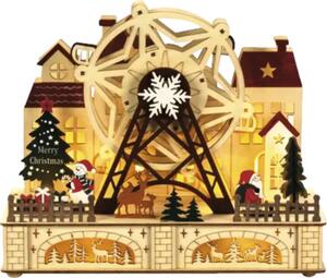 Scenă parc de distracții Konstsmide din lemn 10 LED-uri H 24,5 cm alb cald