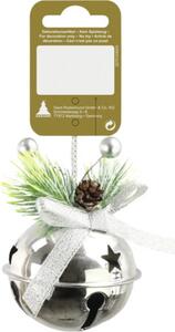 Decorațiune clopot cu agățătoare metal 7 cm argintiu